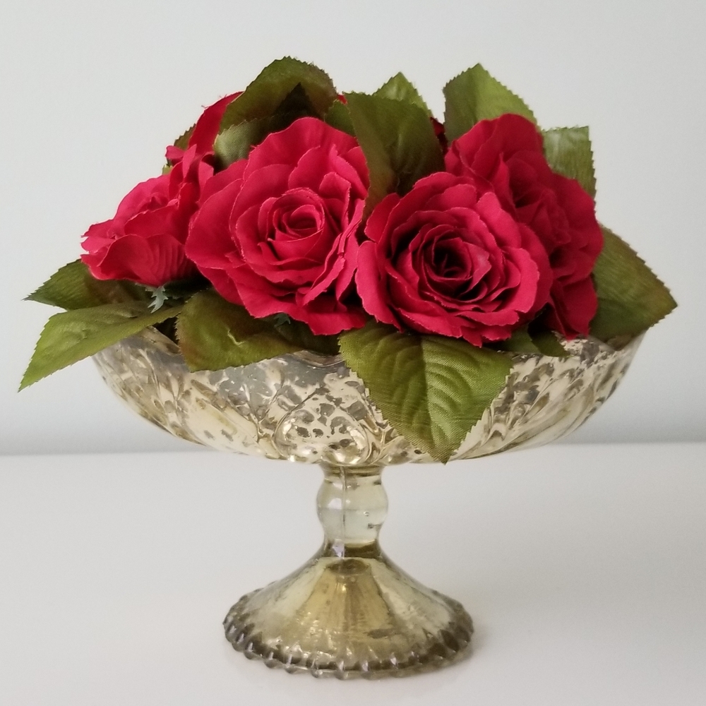 Roses in Small Gold Vase